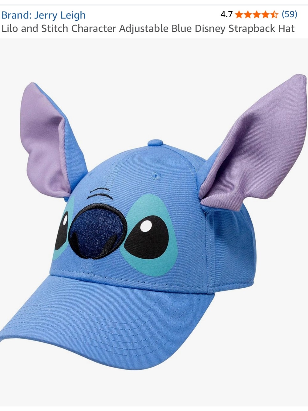 Jerry Leigh Blue Lilo & Stitch Character Strapback Hat